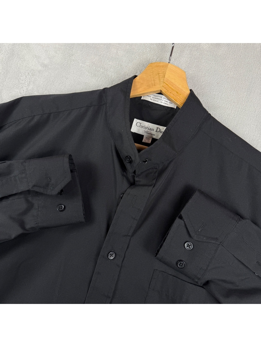 Vintage Christian Dior Dress Shirt Men’s 15.5 32/33 Mandarin Collar Design Prep